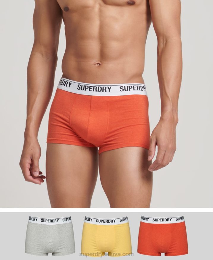 Superdry Organic Cotton Trunk Triple Pack Orange Men