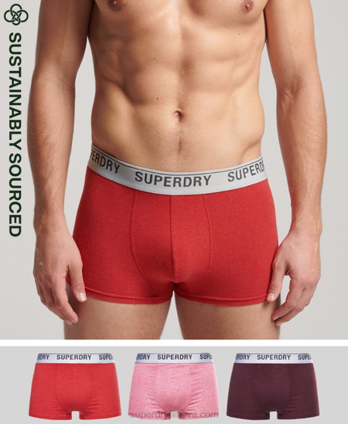 Superdry Organic Cotton Trunk Triple Pack Red Men