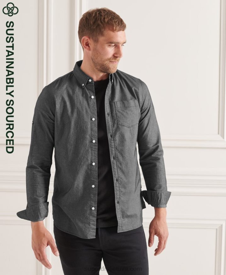 Superdry Organic Cotton Uni Oxford Shirt Black Men