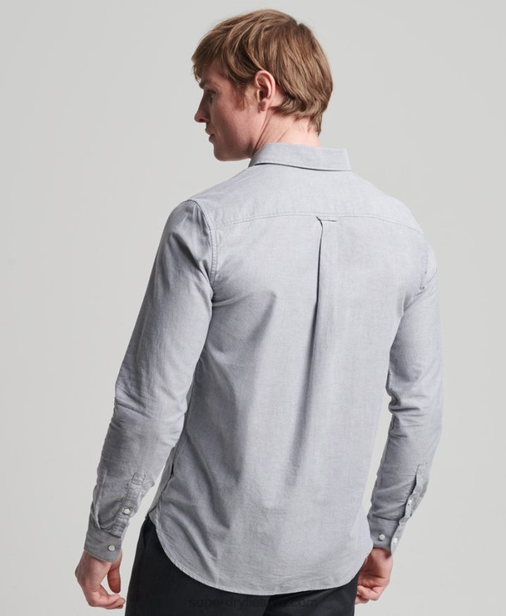 Superdry Organic Cotton Uni Oxford Shirt Grey Men