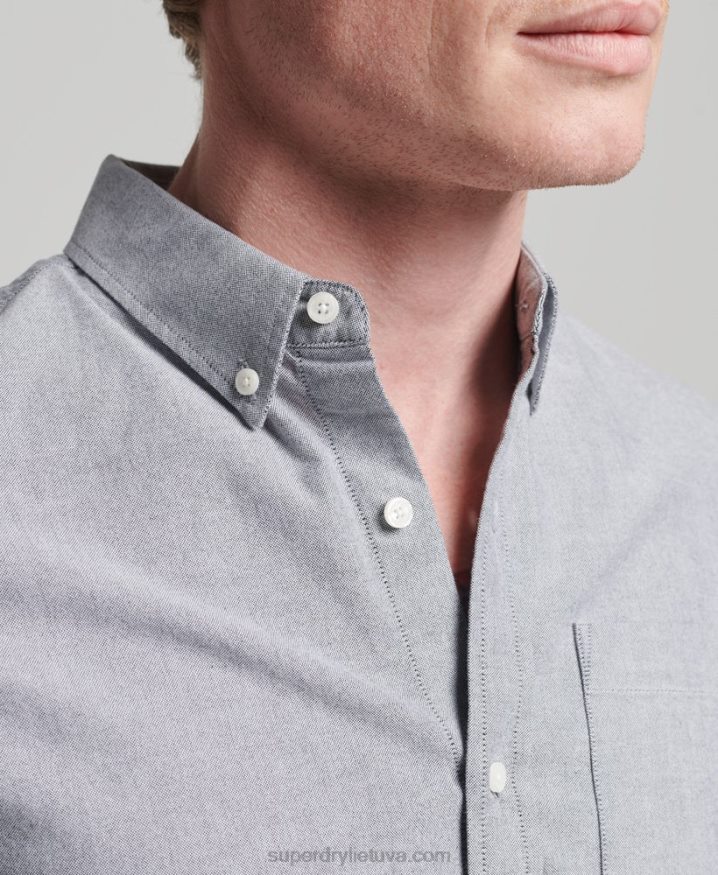 Superdry Organic Cotton Uni Oxford Shirt Grey Men