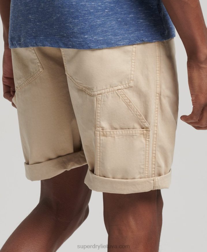 Superdry Organic Cotton Vintage Carpenter Shorts Cream Men