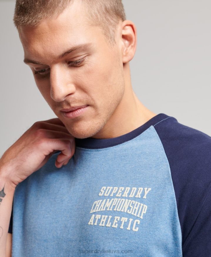 Superdry Organic Cotton Vintage Gym Athletic Raglan T-Shirt Dark Blue Men