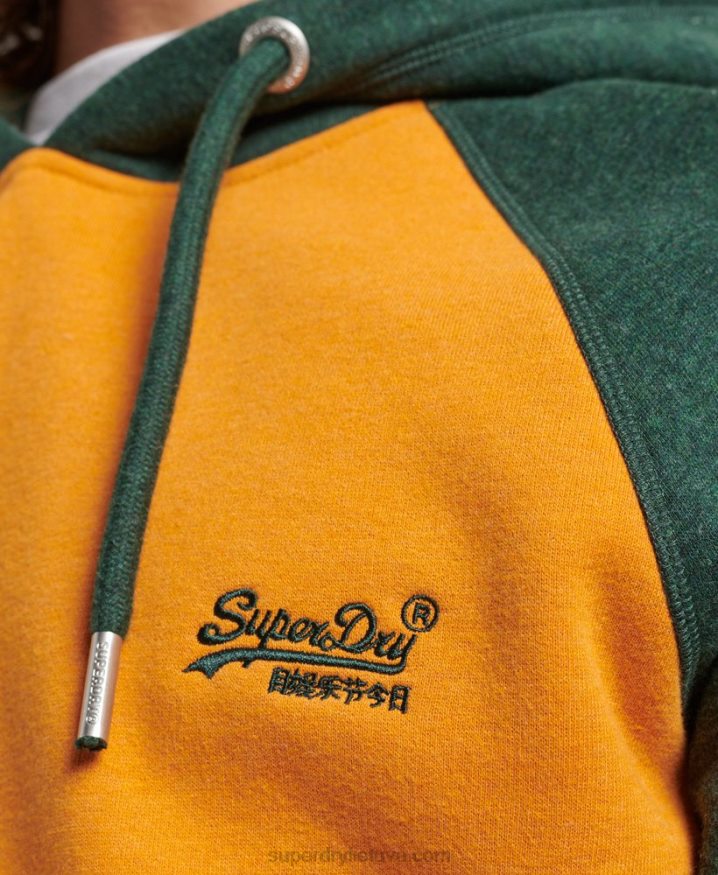 Superdry Organic Cotton Vintage Logo Baseball Hoodie Gold Men