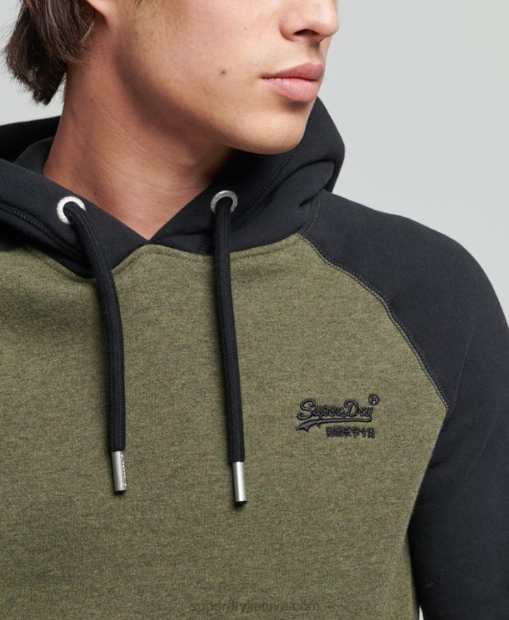 Superdry Organic Cotton Vintage Logo Baseball Hoodie Green Men