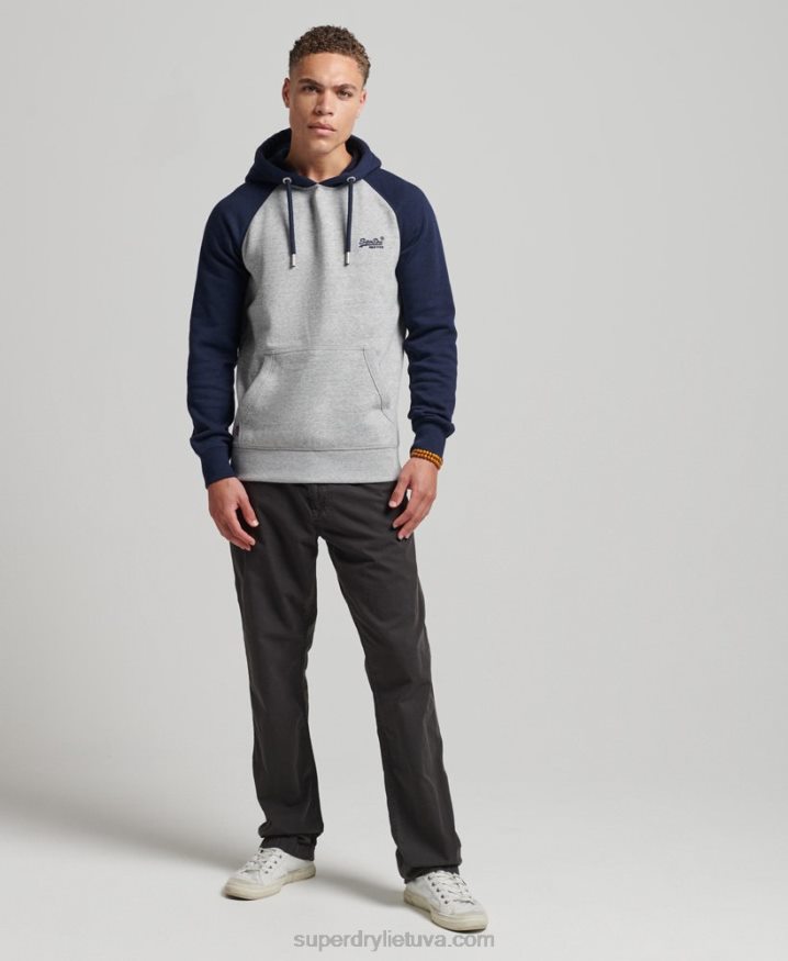 Superdry Organic Cotton Vintage Logo Baseball Hoodie Grey Men