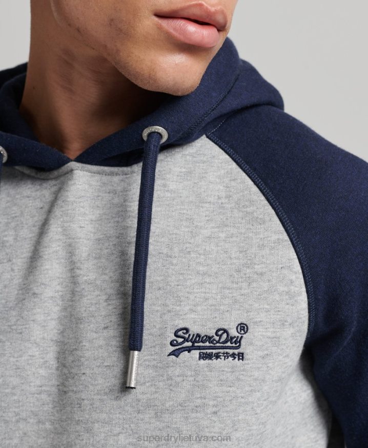 Superdry Organic Cotton Vintage Logo Baseball Hoodie Grey Men