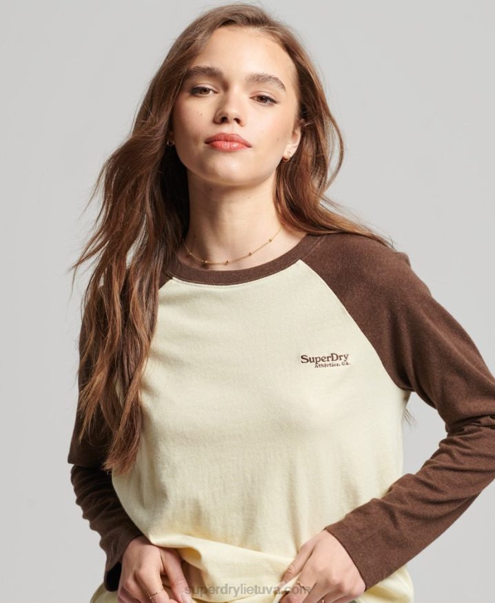 Superdry Organic Cotton Vintage Logo Baseball Top Brown Women