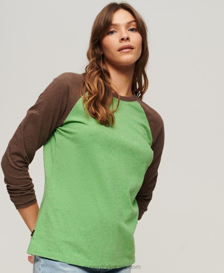 Superdry Organic Cotton Vintage Logo Baseball Top Green Women