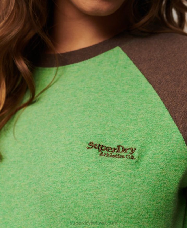 Superdry Organic Cotton Vintage Logo Baseball Top Green Women