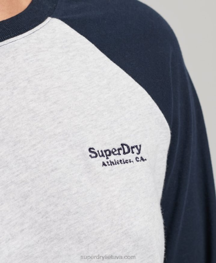 Superdry Organic Cotton Vintage Logo Baseball Top Grey Women