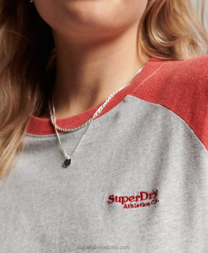 Superdry Organic Cotton Vintage Logo Baseball Top Light Grey Women