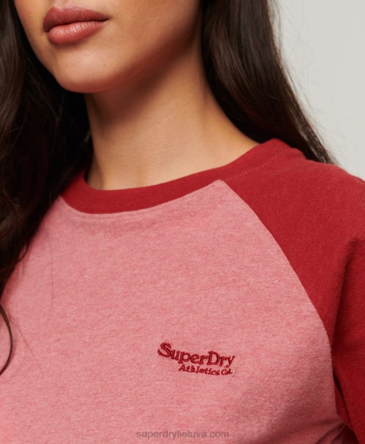 Superdry Organic Cotton Vintage Logo Baseball Top Pink Women