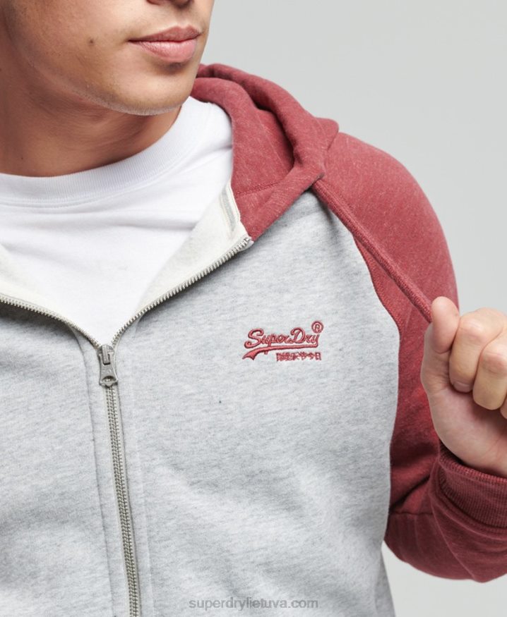 Superdry Organic Cotton Vintage Logo Baseball Zip Hoodie Light Grey Men