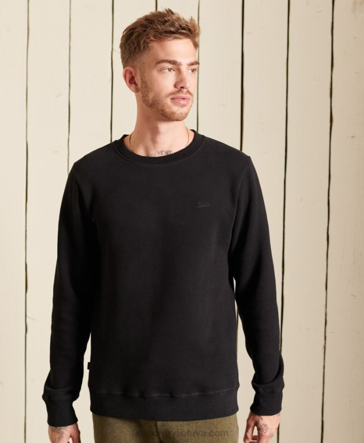 Superdry Organic Cotton Vintage Logo Crew Sweatshirt Black Men