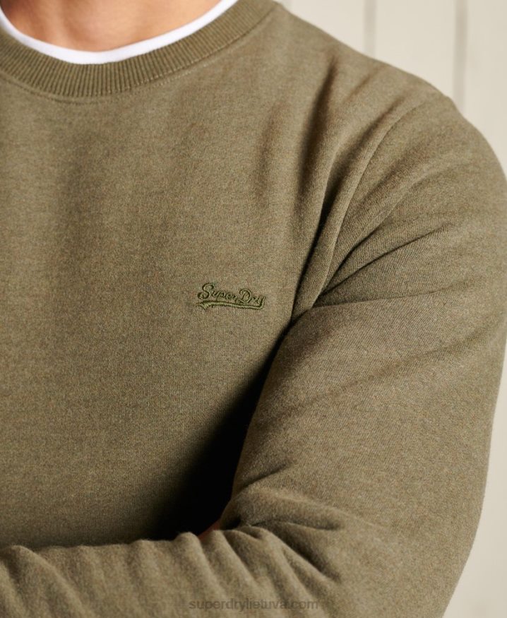 Superdry Organic Cotton Vintage Logo Crew Sweatshirt Khaki Men