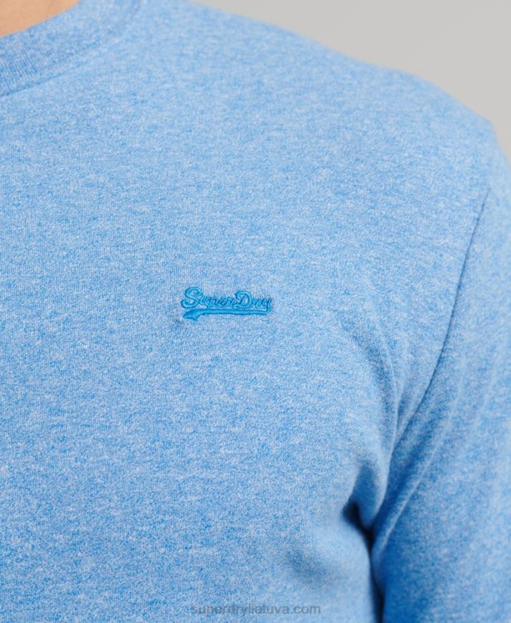 Superdry Organic Cotton Vintage Logo Embroidered Henley Top Blue Men