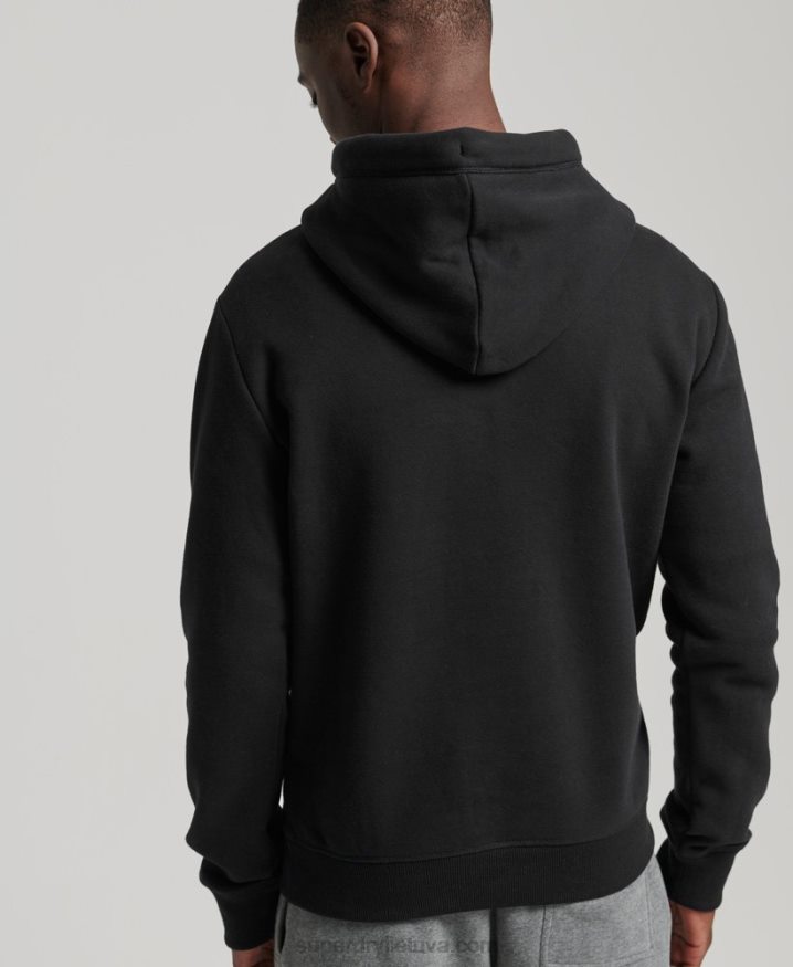 Superdry Organic Cotton Vintage Logo Embroidered Hoodie Black Men