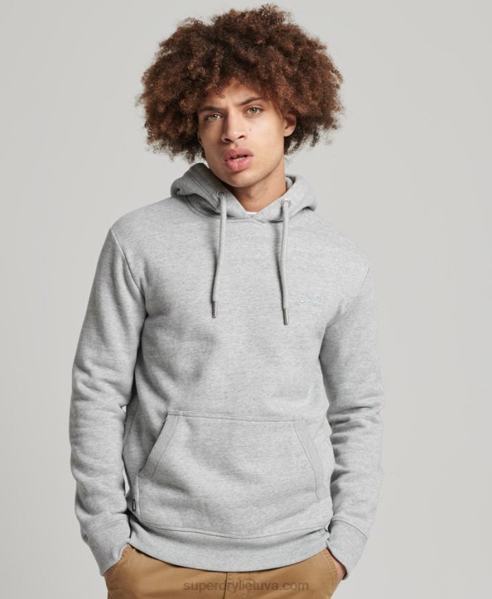 Superdry Organic Cotton Vintage Logo Embroidered Hoodie Grey Men