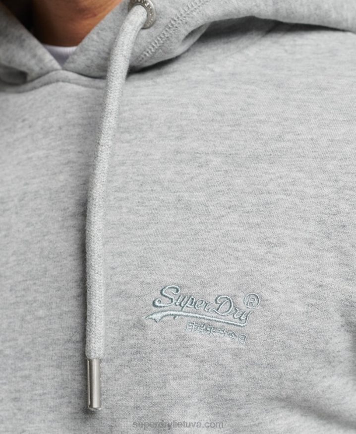 Superdry Organic Cotton Vintage Logo Embroidered Hoodie Grey Men