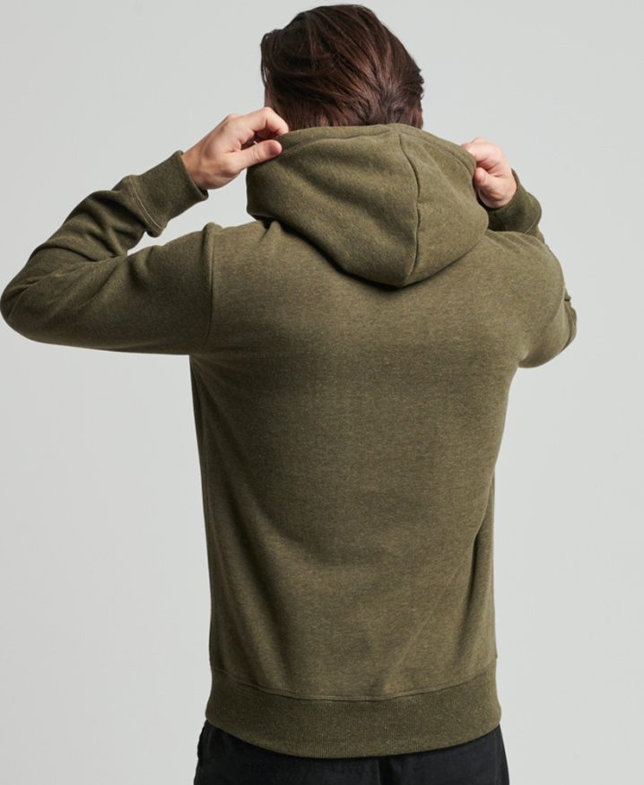 Superdry Organic Cotton Vintage Logo Embroidered Hoodie Khaki Men