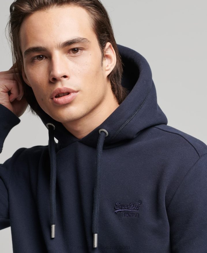 Superdry Organic Cotton Vintage Logo Embroidered Hoodie Navy Men