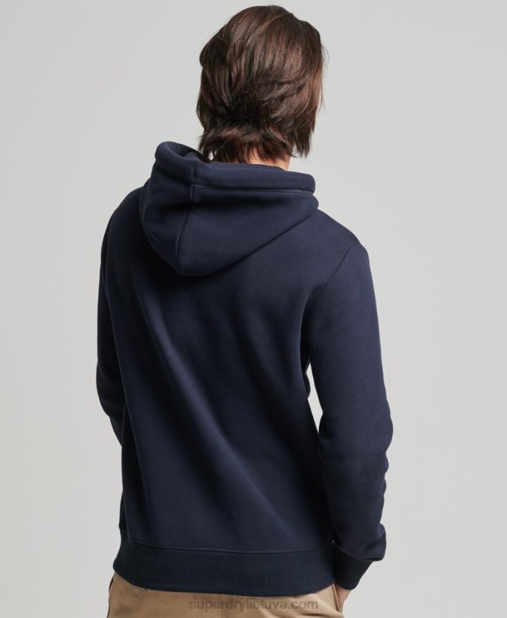 Superdry Organic Cotton Vintage Logo Embroidered Hoodie Navy Men