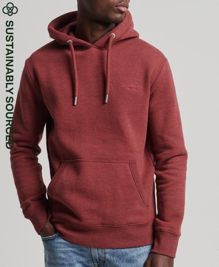 Superdry Organic Cotton Vintage Logo Embroidered Hoodie Red Men