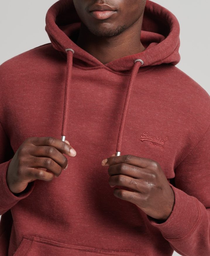 Superdry Organic Cotton Vintage Logo Embroidered Hoodie Red Men