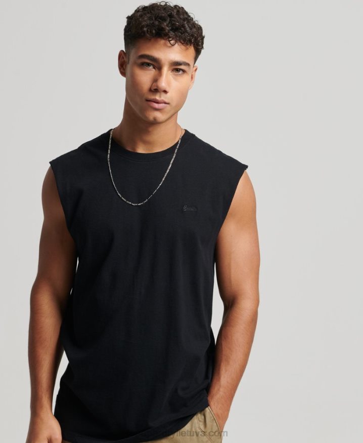 Superdry Organic Cotton Vintage Logo Embroidered Tank Top Black Men