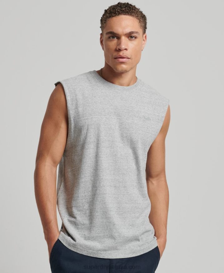 Superdry Organic Cotton Vintage Logo Embroidered Tank Top Grey Men