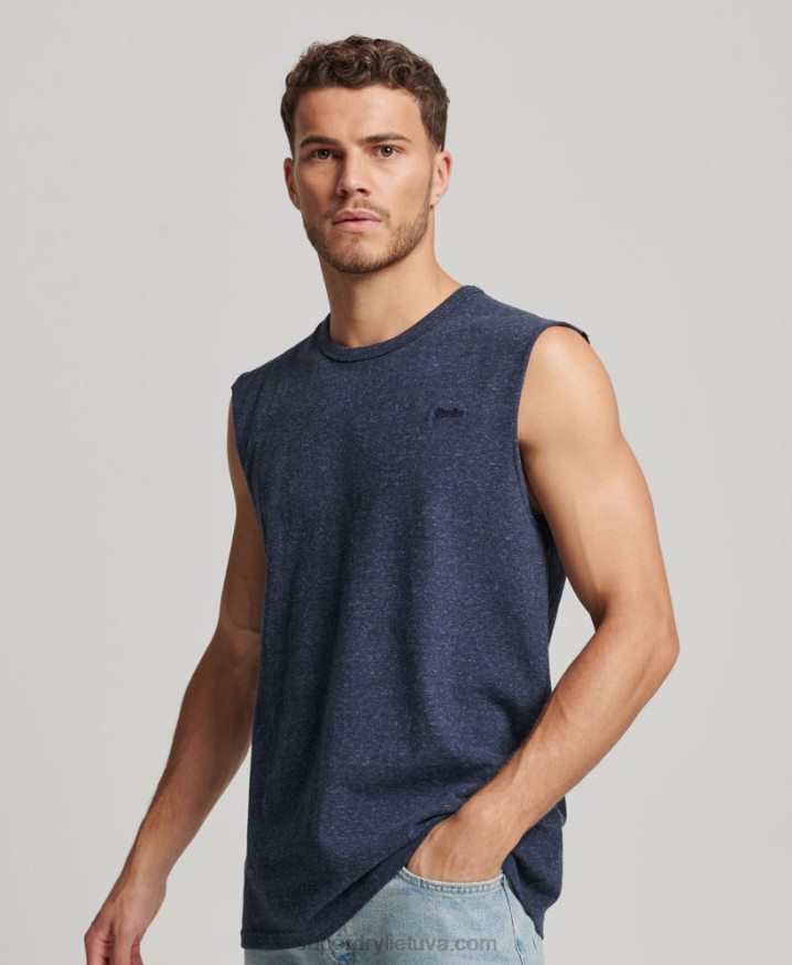 Superdry Organic Cotton Vintage Logo Embroidered Tank Top Navy Men