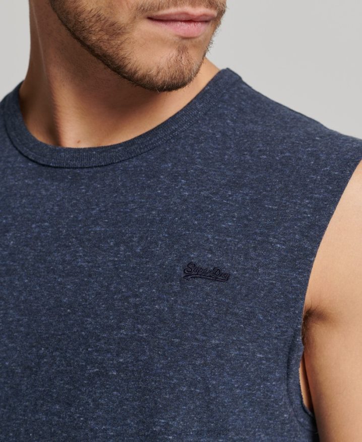 Superdry Organic Cotton Vintage Logo Embroidered Tank Top Navy Men