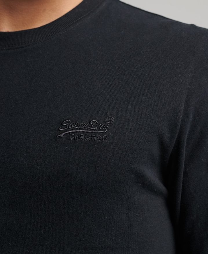 Superdry Organic Cotton Vintage Logo Embroidered Top Black Men