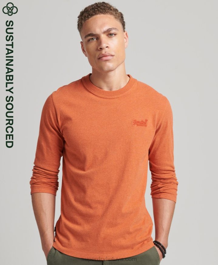 Superdry Organic Cotton Vintage Logo Embroidered Top Orange Men