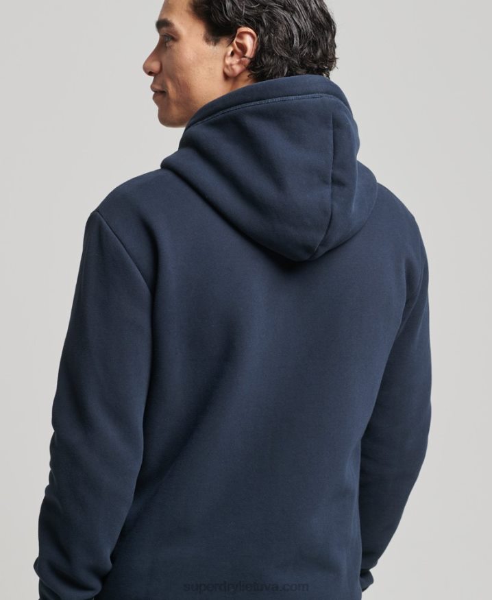 Superdry Organic Cotton Vintage Logo Embroidered Zip Hoodie Navy Men