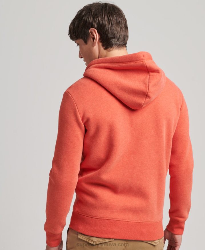 Superdry Organic Cotton Vintage Logo Embroidered Zip Hoodie Orange Men