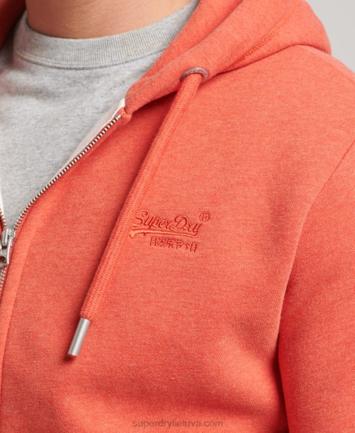 Superdry Organic Cotton Vintage Logo Embroidered Zip Hoodie Orange Men