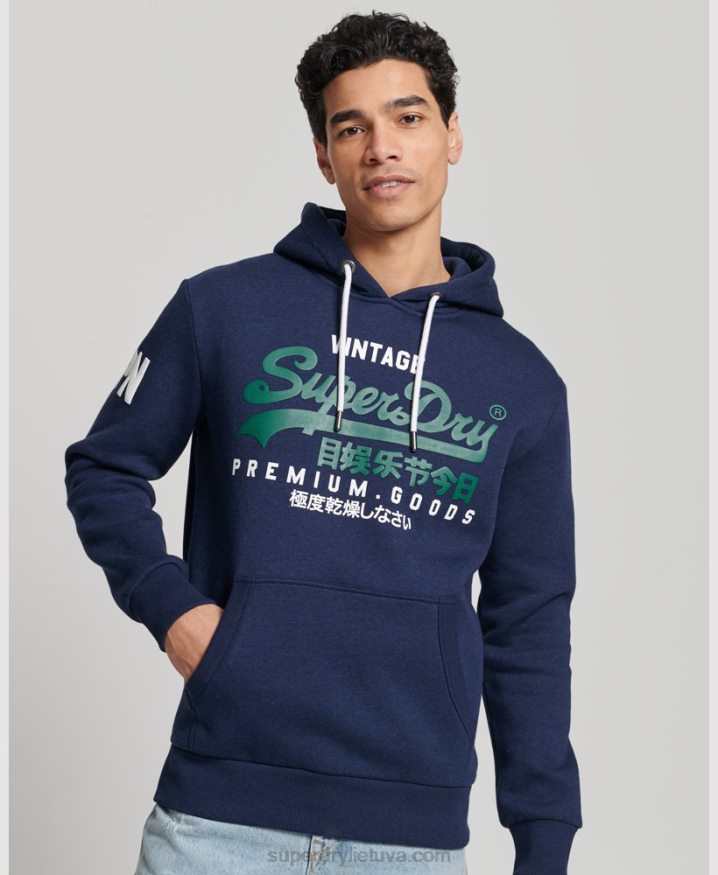 Superdry Organic Cotton Vintage Logo Hoodie Dark Blue Men