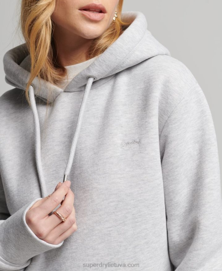 Superdry Organic Cotton Vintage Logo Hoodie Dress Light Grey Women