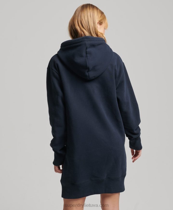 Superdry Organic Cotton Vintage Logo Hoodie Dress Navy Women