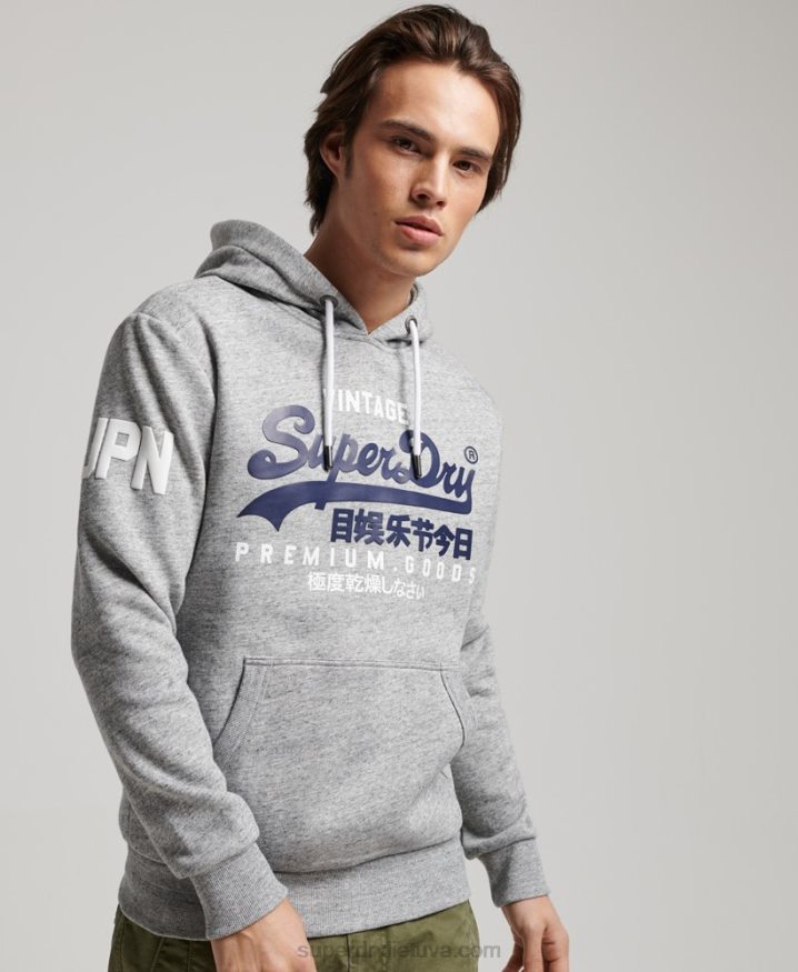 Superdry Organic Cotton Vintage Logo Hoodie Grey Men