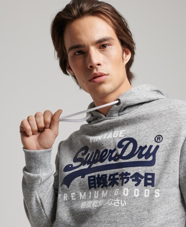 Superdry Organic Cotton Vintage Logo Hoodie Grey Men