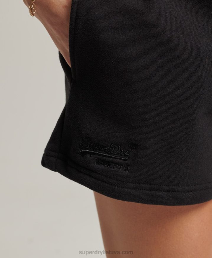 Superdry Organic Cotton Vintage Logo Jersey Shorts Black Women