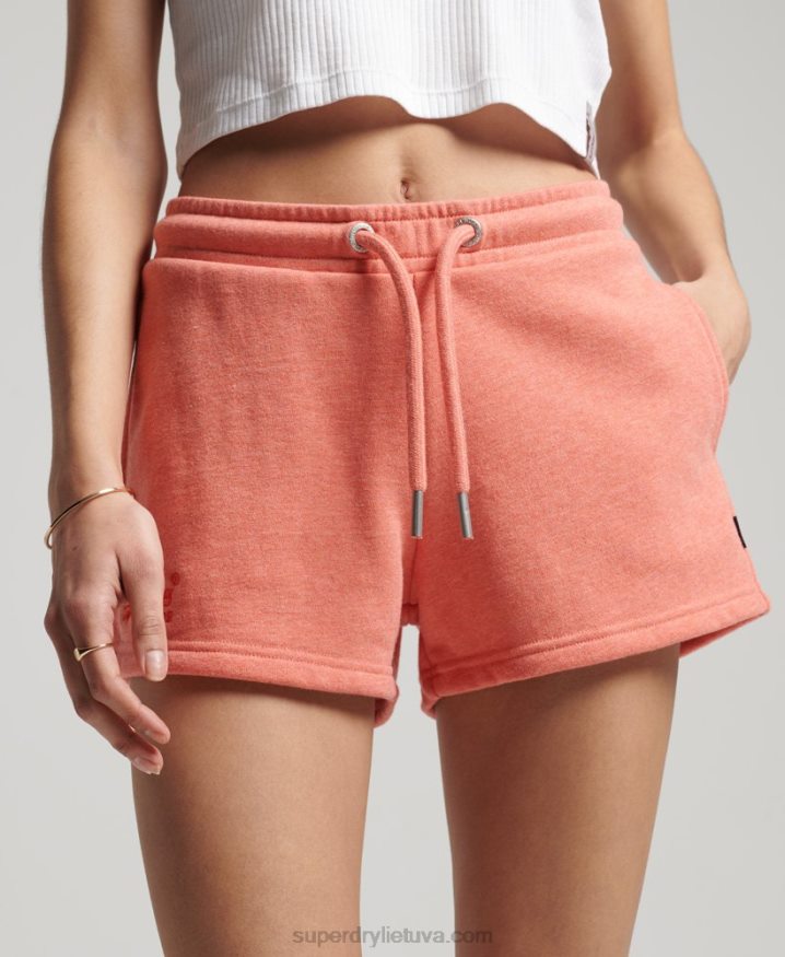 Superdry Organic Cotton Vintage Logo Jersey Shorts Coral Women