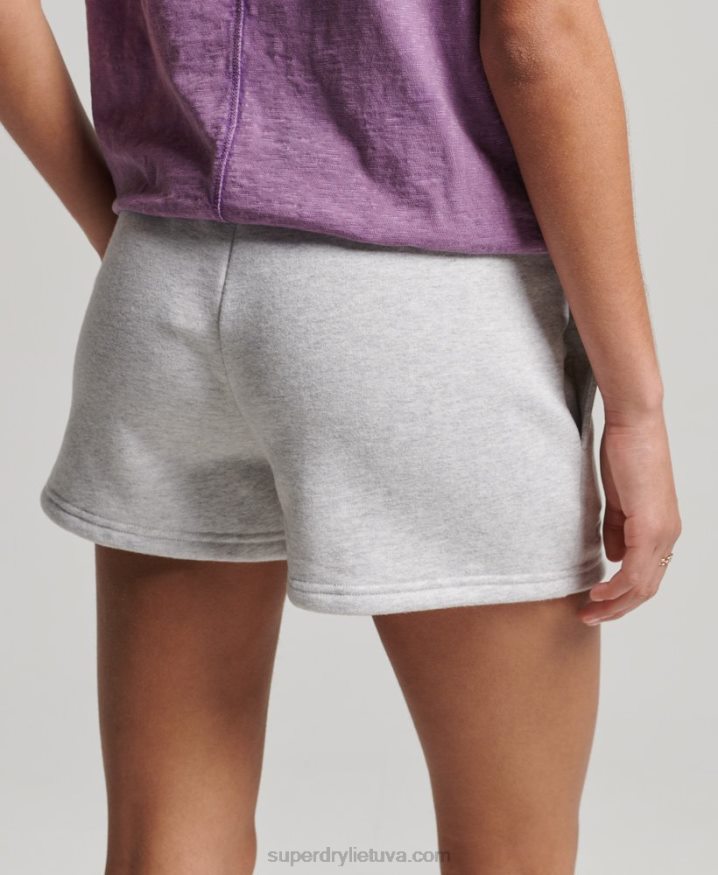 Superdry Organic Cotton Vintage Logo Jersey Shorts Light Grey Women