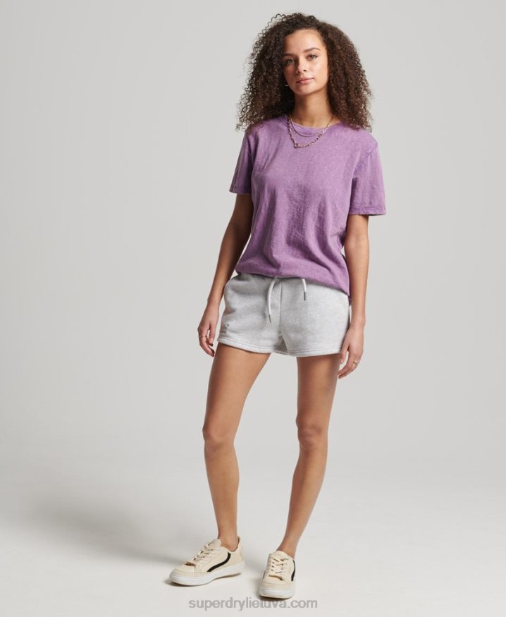 Superdry Organic Cotton Vintage Logo Jersey Shorts Light Grey Women