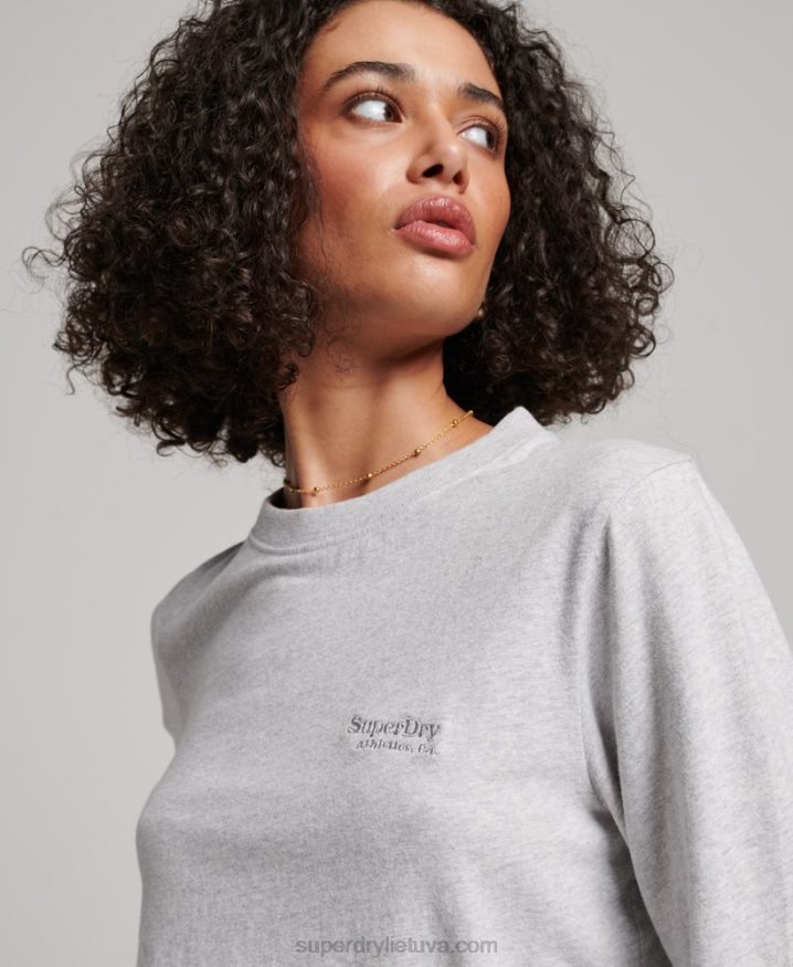 Superdry Organic Cotton Vintage Logo Long Sleeve Top Light Grey Women