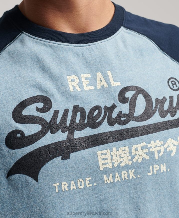 Superdry Organic Cotton Vintage Logo Raglan Long Sleeve Top Blue Men