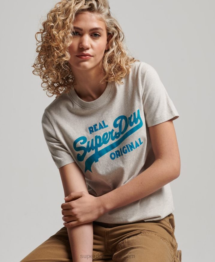 Superdry Organic Cotton Vintage Logo Scripted Coll T-Shirt Beige Women